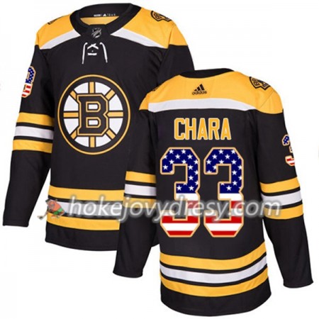 Pánské Hokejový Dres Boston Bruins Zdeno Chara 33 2017-2018 USA Flag Fashion Černá Adidas Authentic
